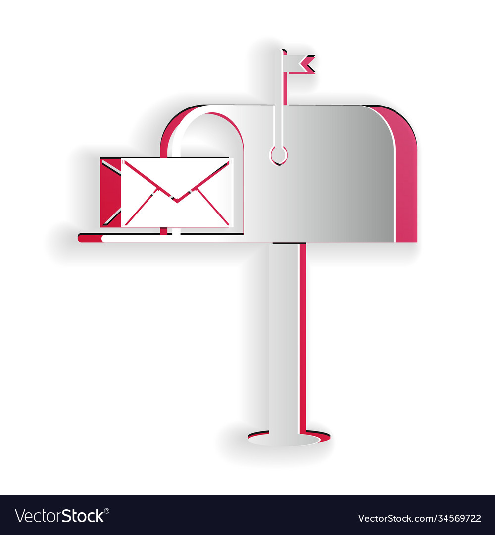 Paper cut open mail box with an envelope icon