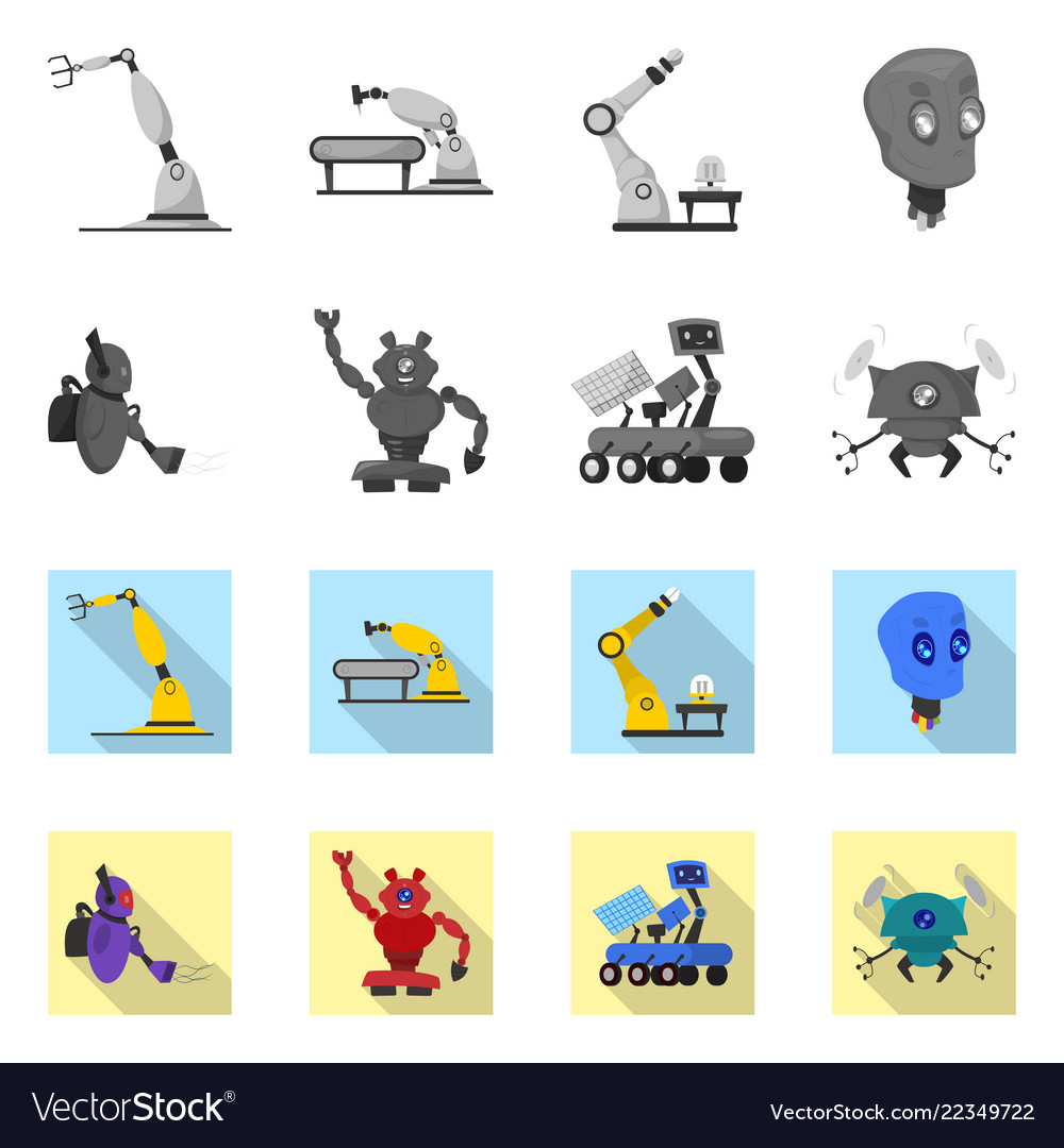 Robot and factory logo set Vector Image Robot and factory logo set