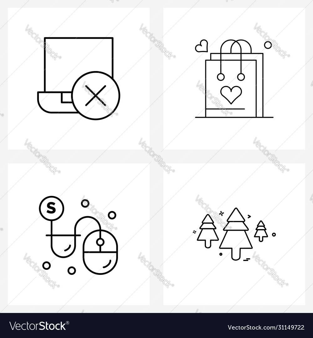 Set 4 einfache Liniensymbole für Web und Print