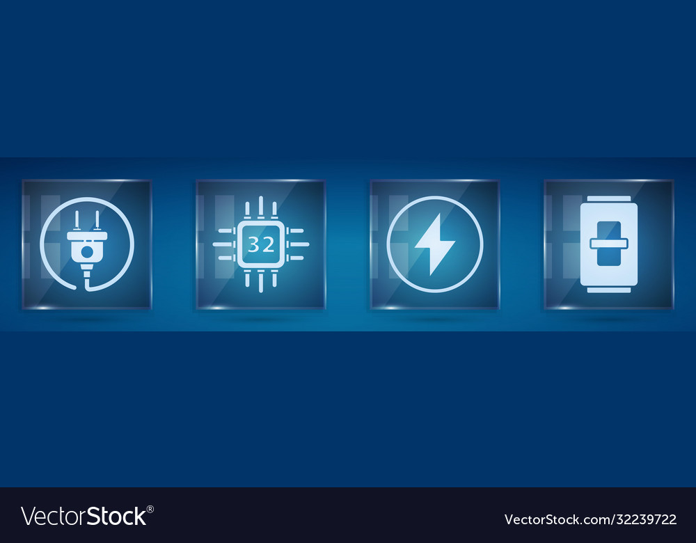Set electric plug processor with microcircuits Vector Image Set electric plug processor with microcircuits