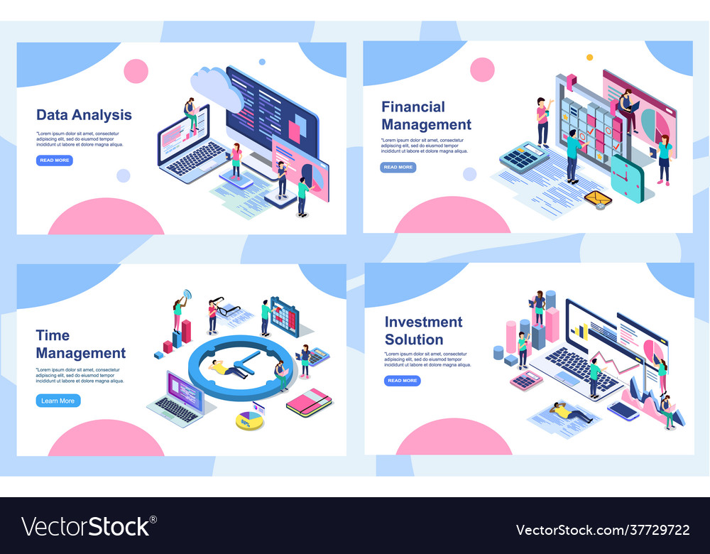 Set landing page design templates for data Vector Image Set landing page design templates for data