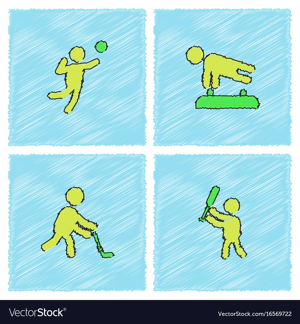 Set of olympic game design in hatching style