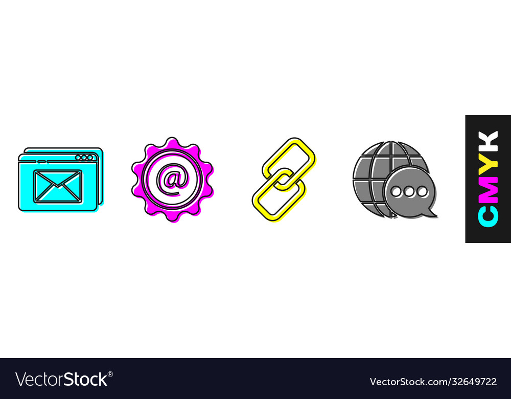 Set website and envelope mail e-mail chain vector image Set website and envelope mail e-mail chain