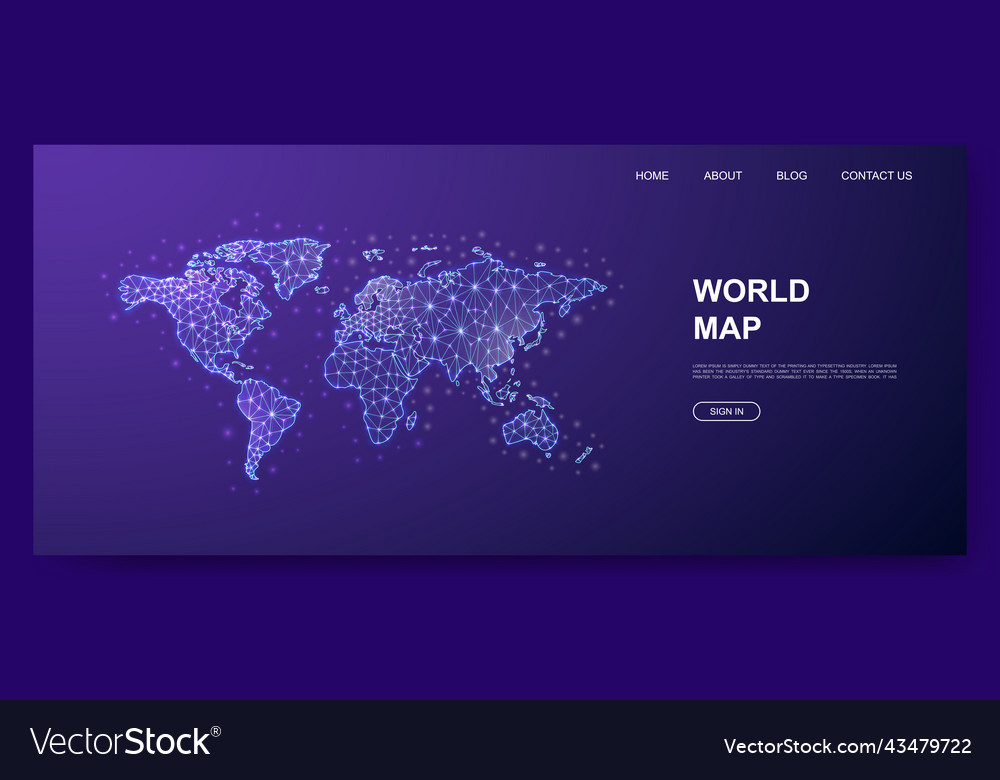 World map 3d low poly website template travel Vector Image