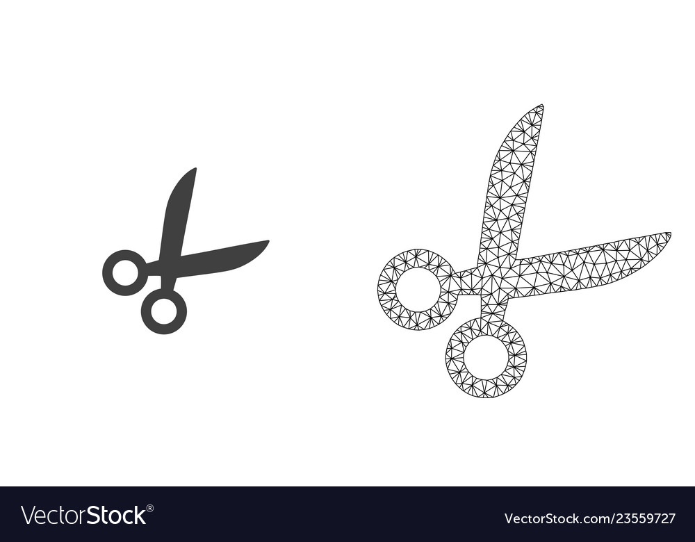 2d mesh scissors and flat icon