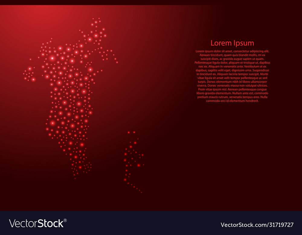 Bahrain Karte von roten und leuchtenden Raumsternen vector image Bahrain Karte von roten und leuchtenden Raumsternen