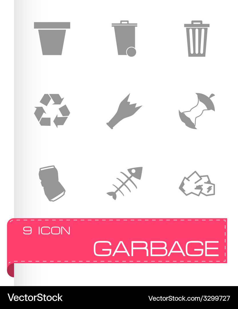 Black garbage icons set Royalty Free Vector Image