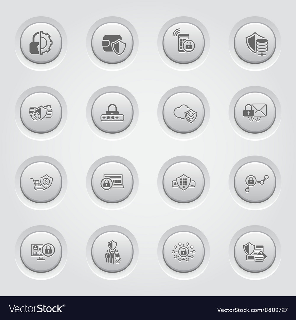 Button design protection and security icons set