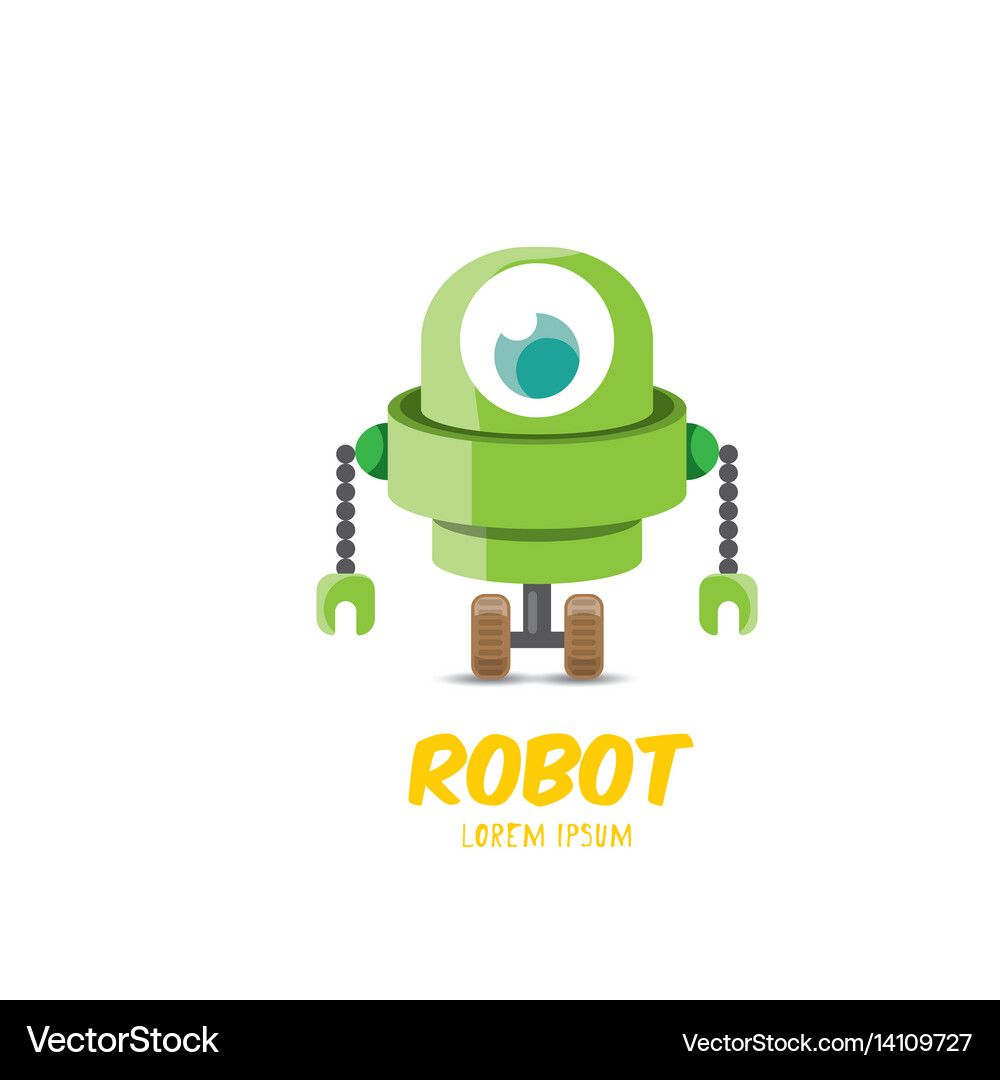 Cartoon cute flat robot icon Royalty Free Vector Image