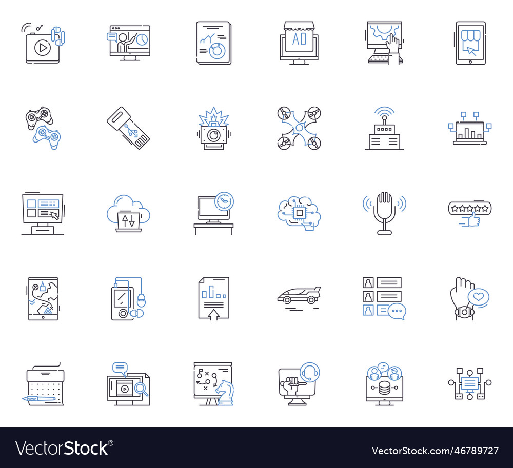 Digital design line icons collection vector image Digital design line icons collection