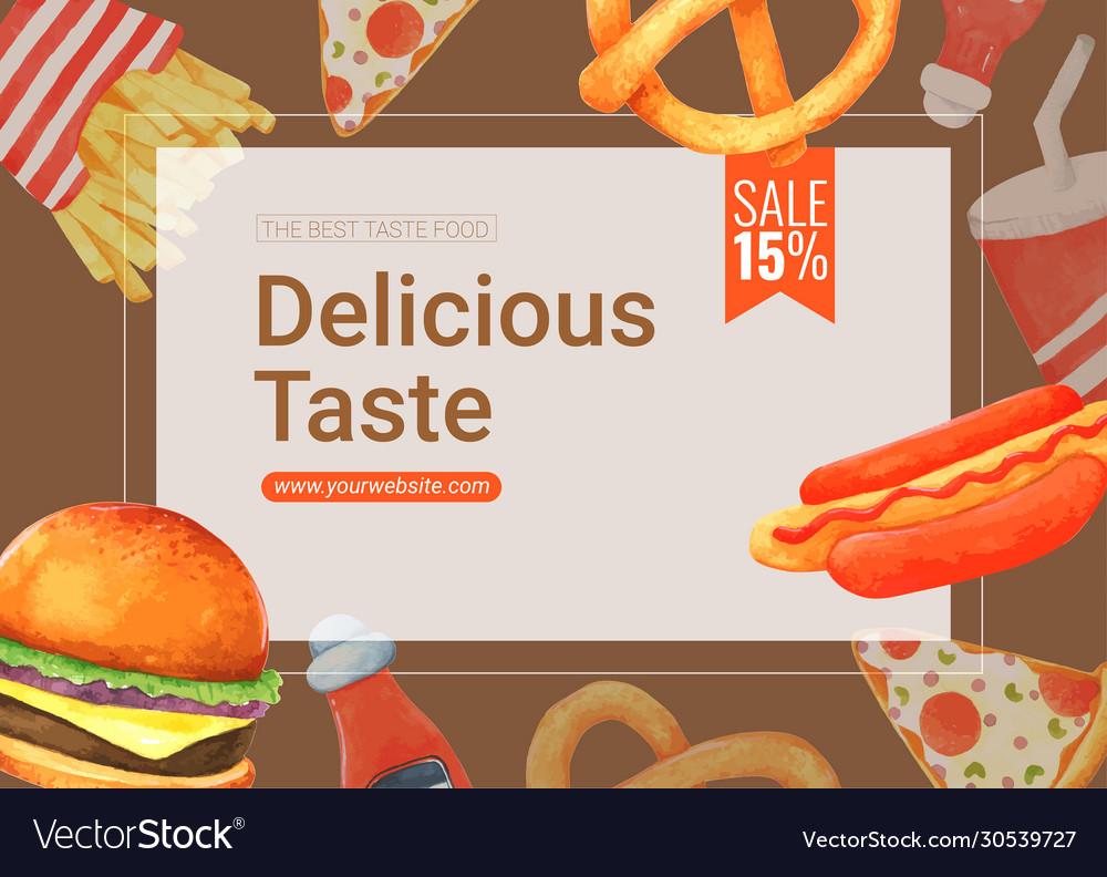 Fast food frame background template for menu Vector Image Fast food frame background template for menu