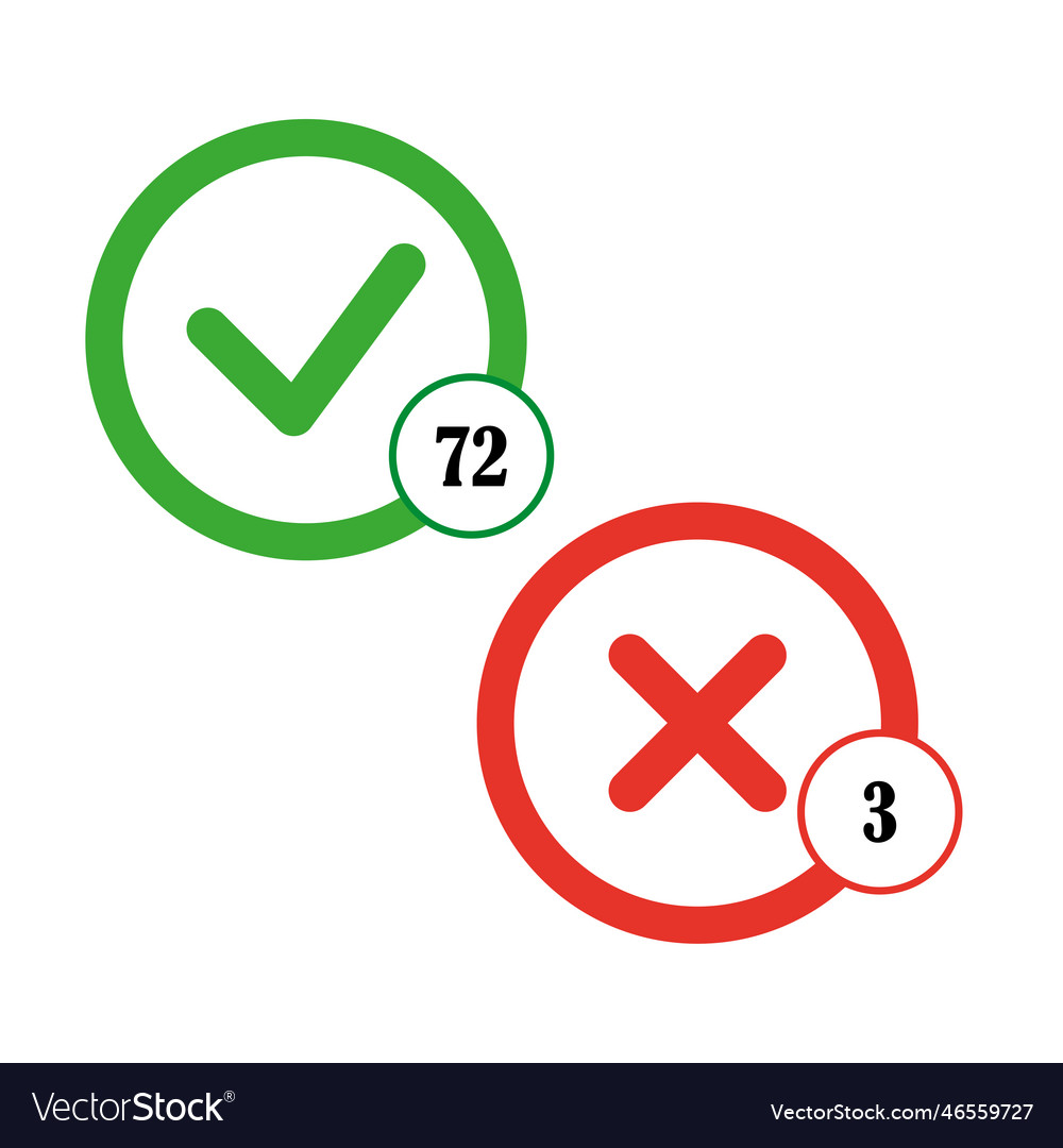 Flat cross tick numbers for web design graphic