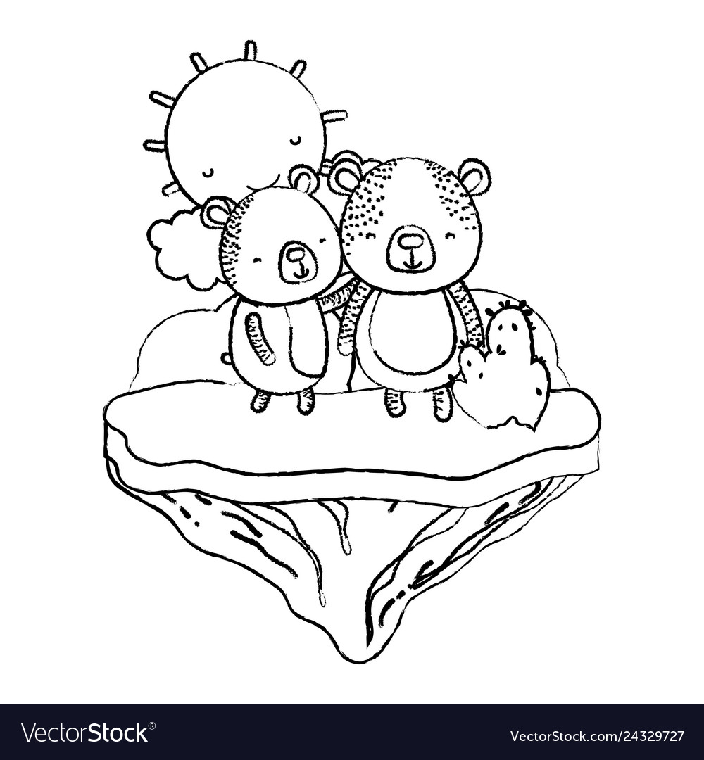 Grunge couple bear animal in the float island