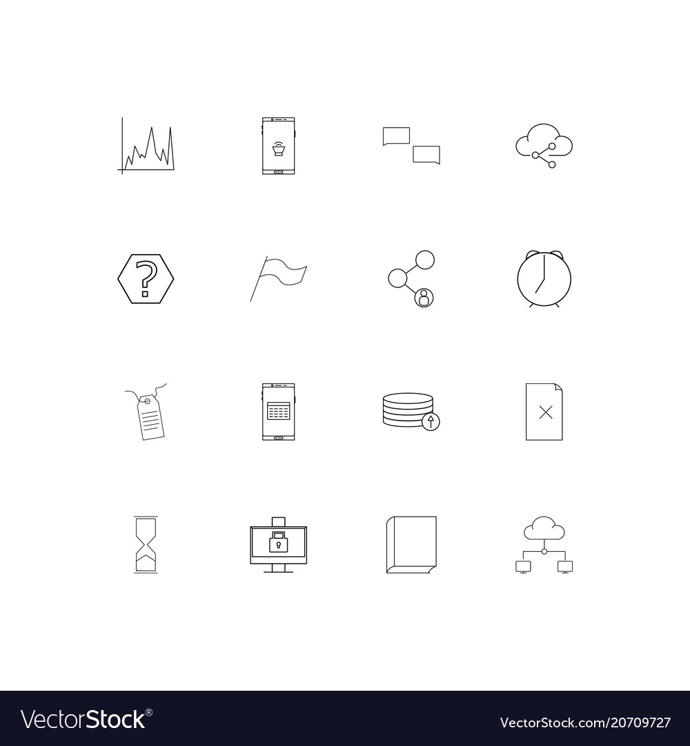 Internet technologies simple linear icons set
