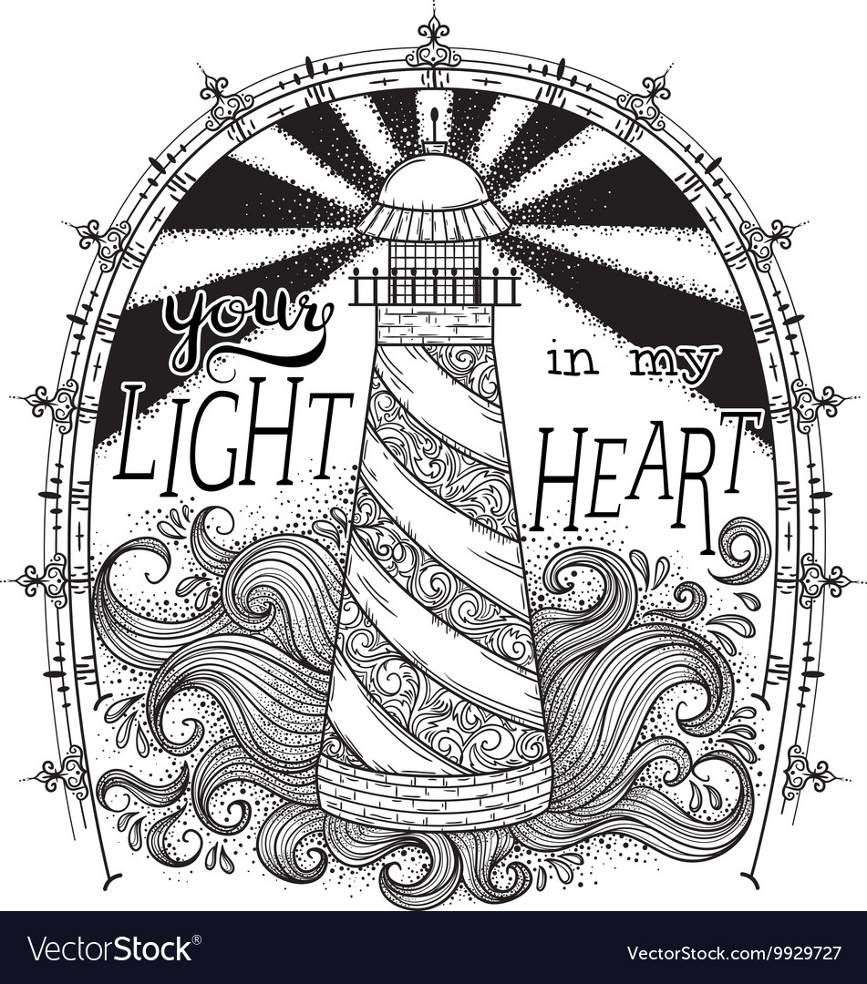 Lighthouse with typographic elements