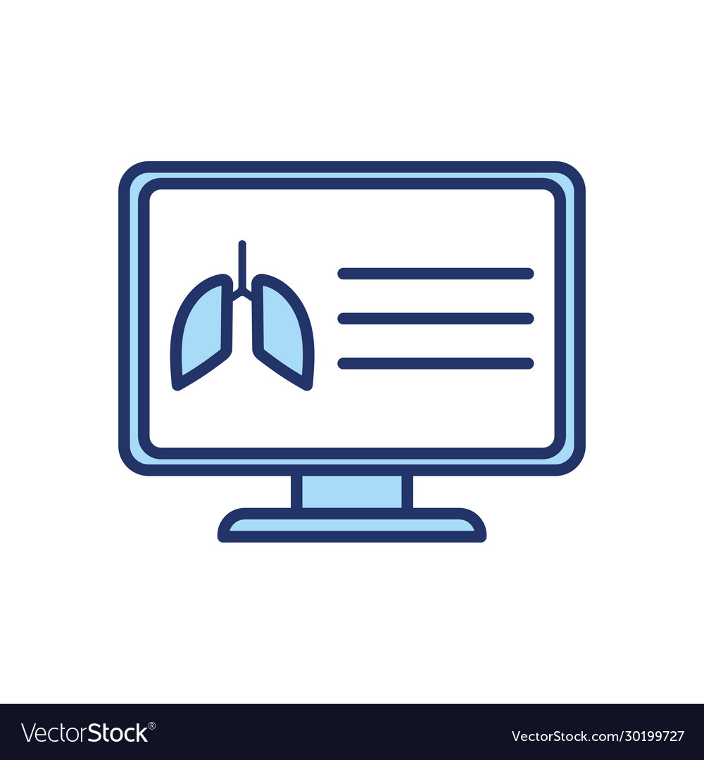 Lungs inside computer line and fill style icon