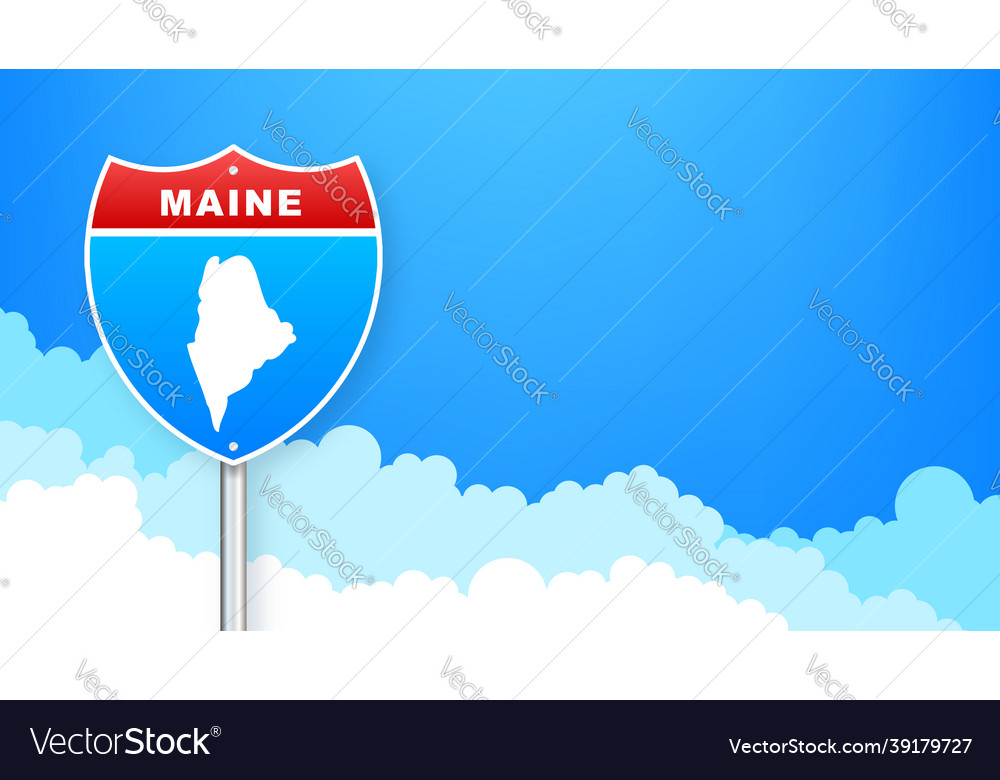 Maine Karte auf dem Straßenschild willkommen im Zustand