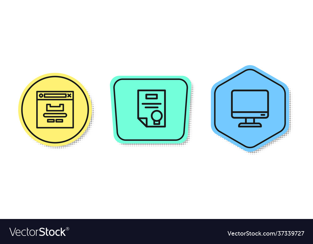 Set line browser window certificate template vector image Set line browser window certificate template