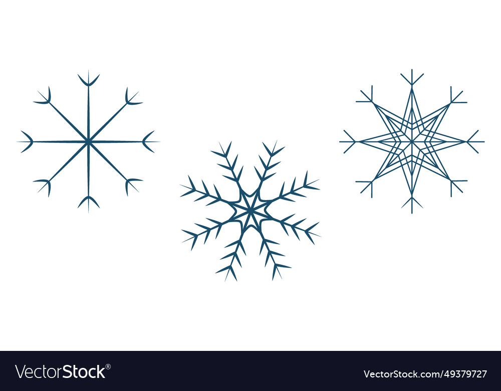 Set of 3 abstract patterned snowflakes design