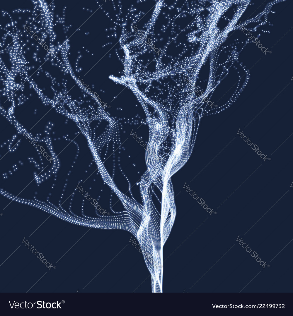 Array with dynamic emitted particles water splash vector image Array with dynamic emitted particles water splash