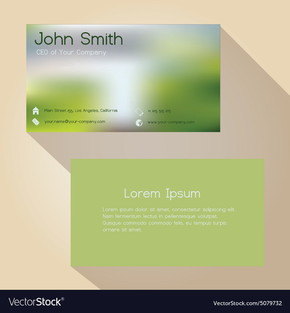 Blurred green background simple business card