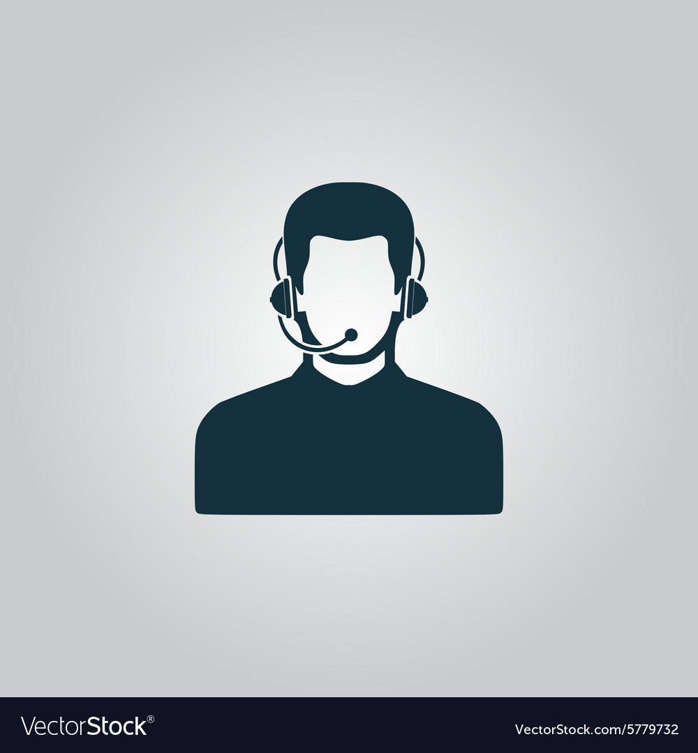 Call center operator with headset