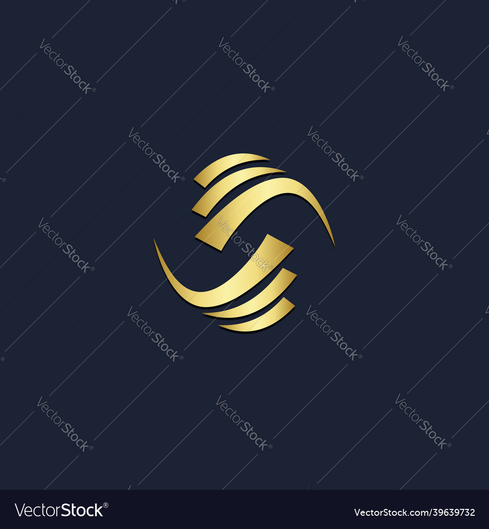 Circle curve abstract motion gold logo Royalty Free Vector