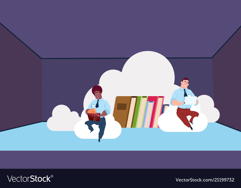 Data storage synchronization cloud center vector image Data storage synchronization cloud center