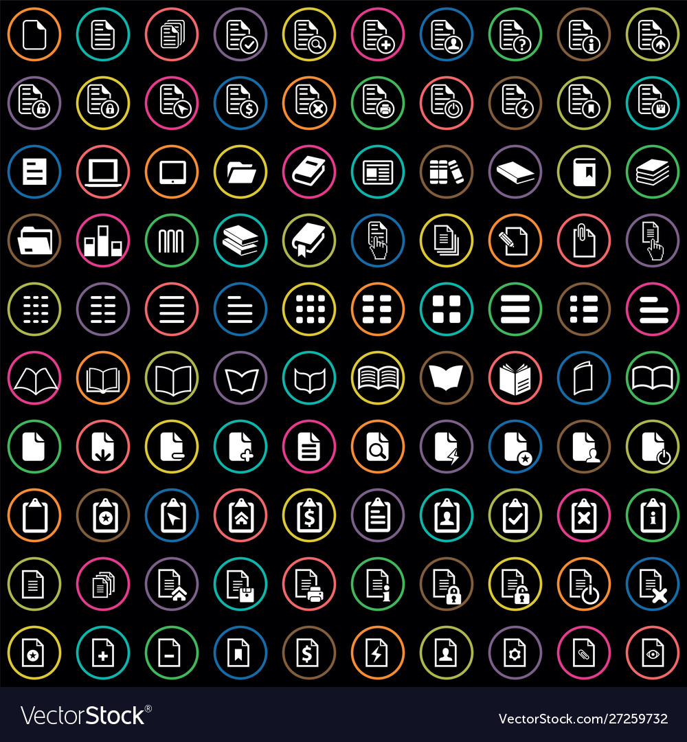 Document 100 icons universal set for web and ui