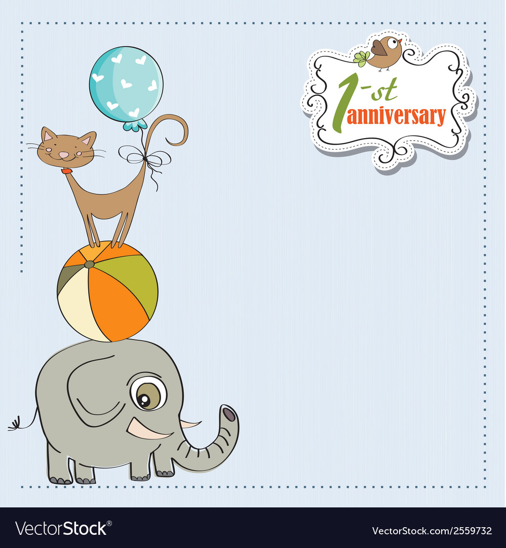 First anniversary card with pyramid of animals