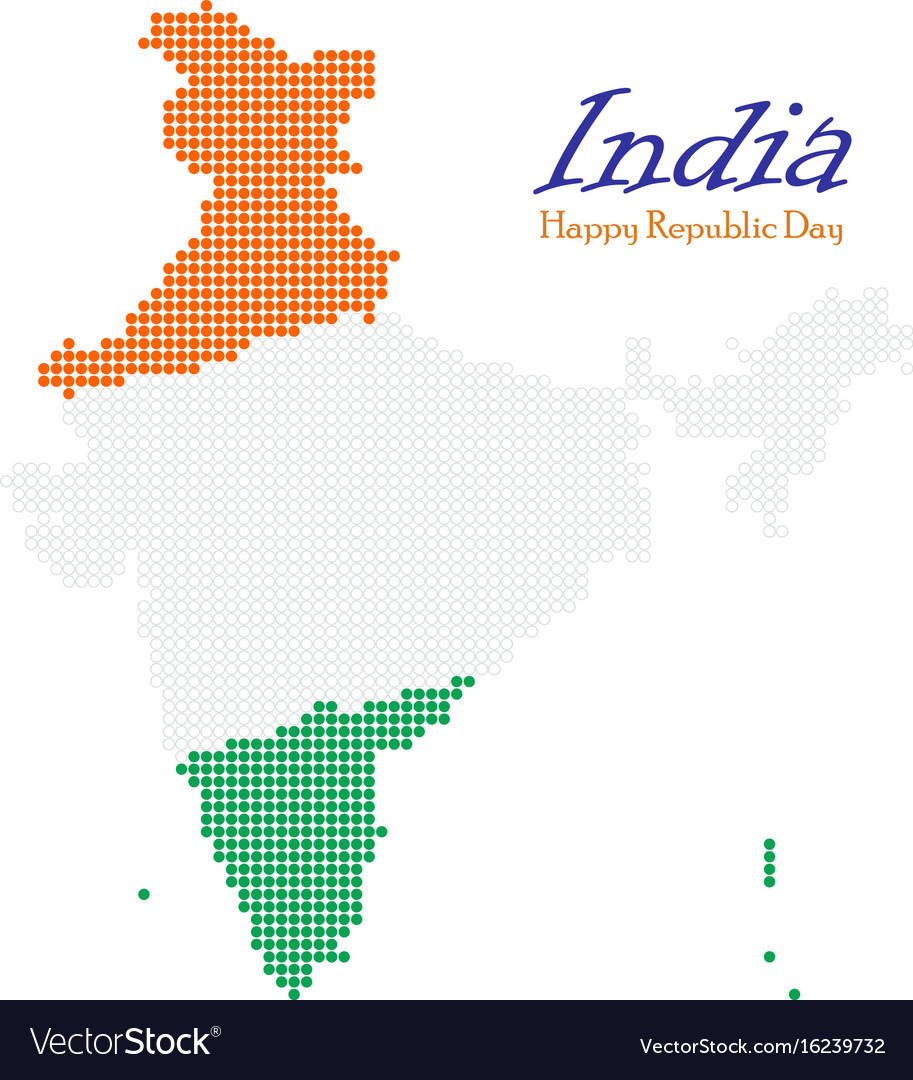 India dotted map independence day map silhouette Vector Image