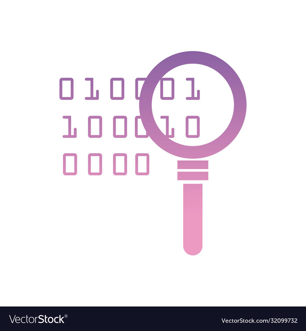 Lupe with code gradient style icon design
