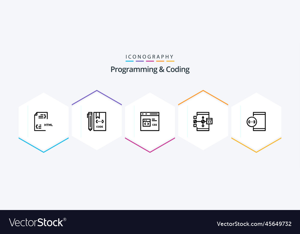 Programming and coding 25 line icon pack