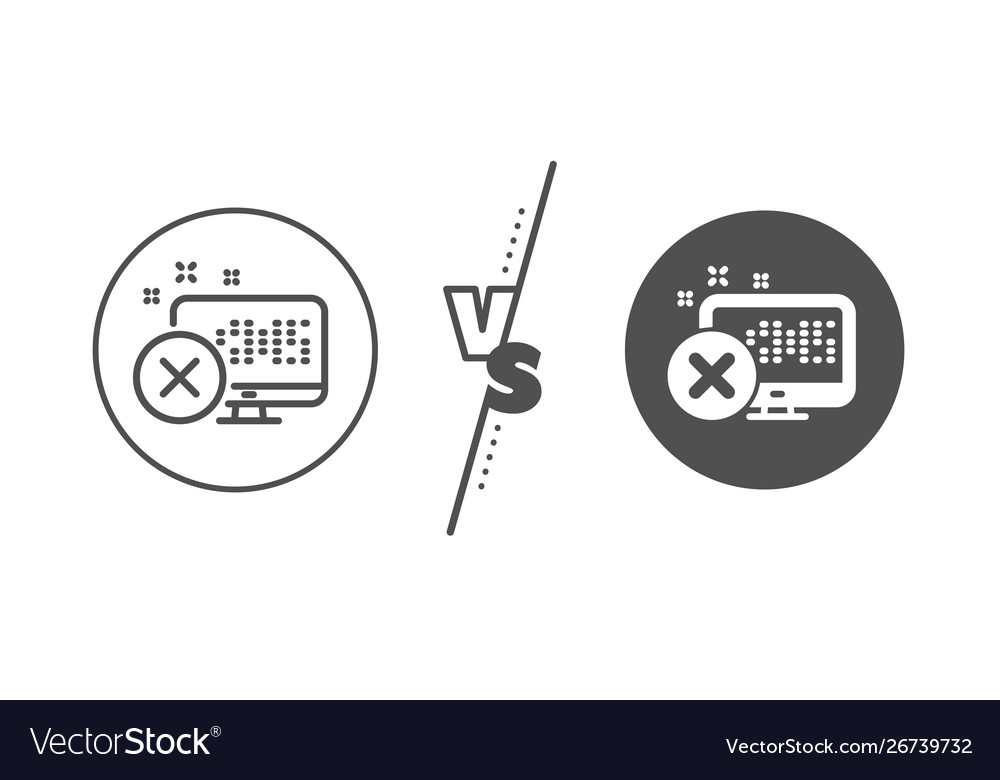 Reject web access line icon decline monitor sign vector image Reject web access line icon decline monitor sign