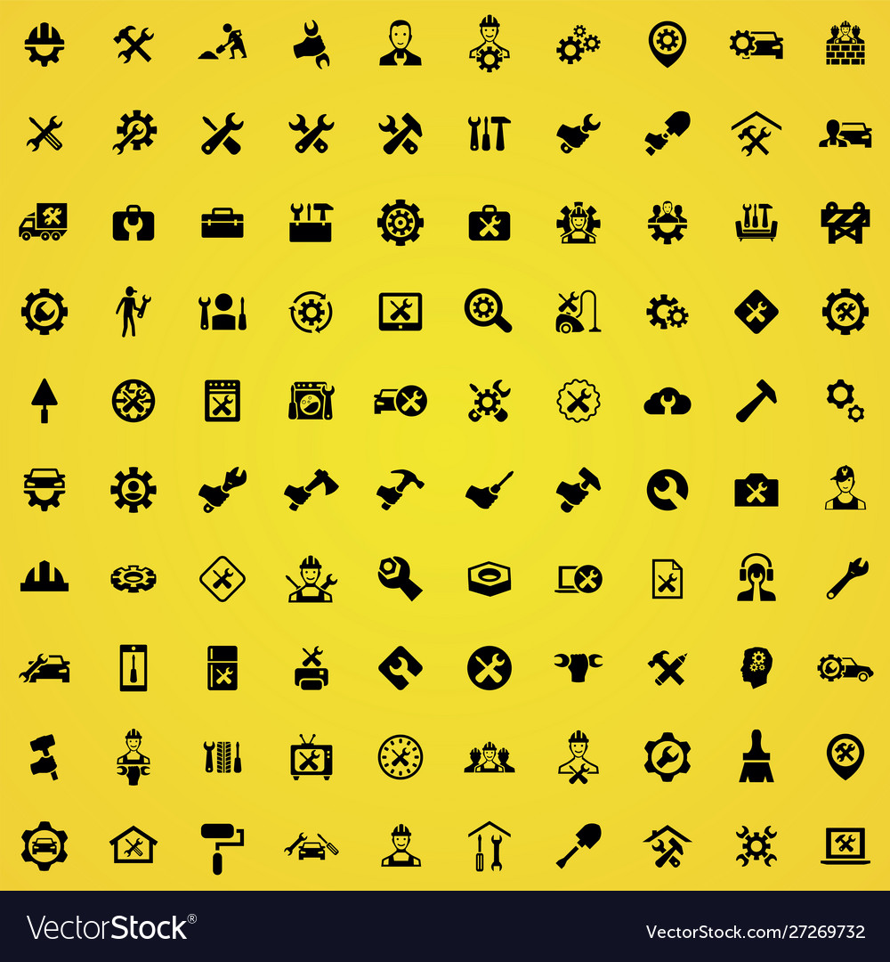Repair 100 icons universal set for web and ui