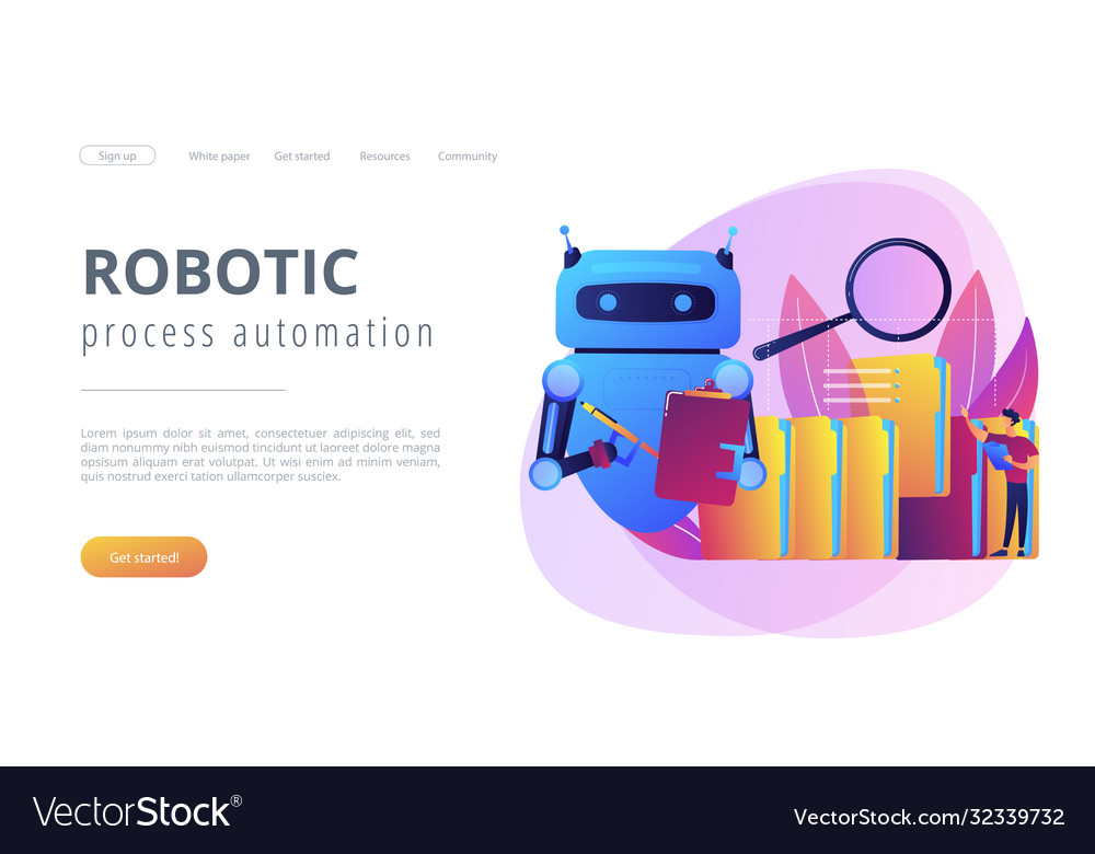 Robotic process automation concept landing page vector image Robotic process automation concept landing page