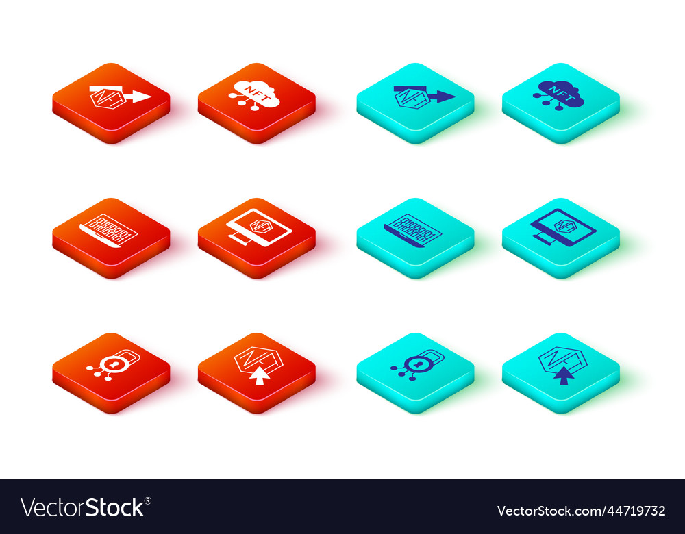 Set cyber security nft digital crypto art binary