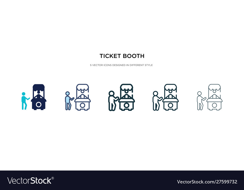 Ticket booth icon in different style two colored