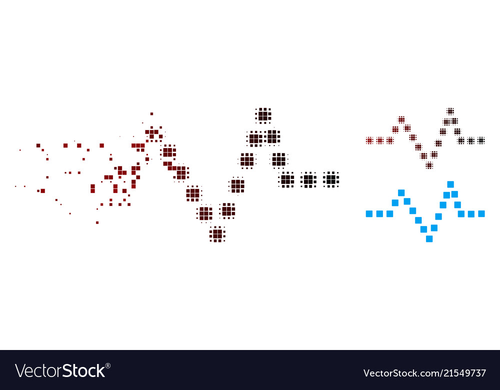 Broken pixel halftone pulse chart icon