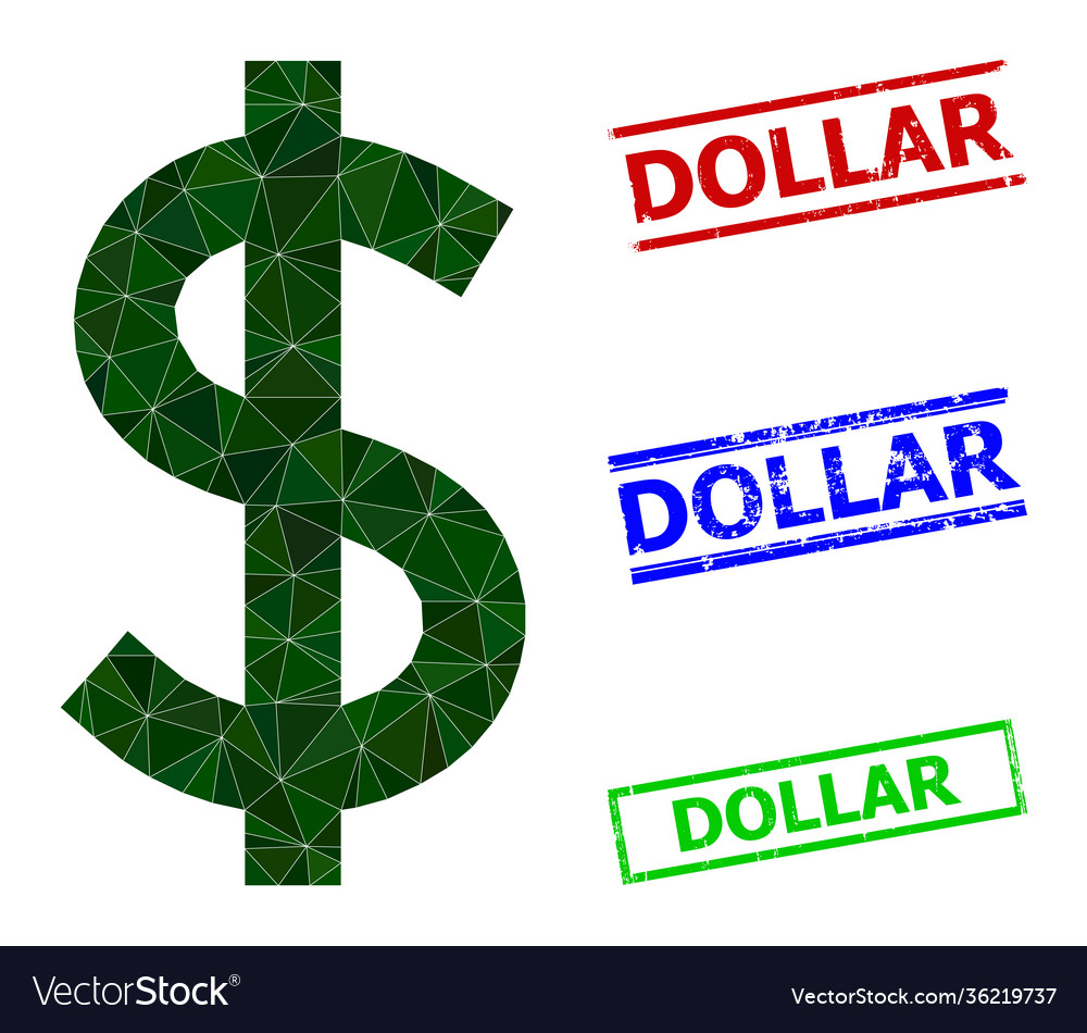 Dollar polygonal icon and scratched simple