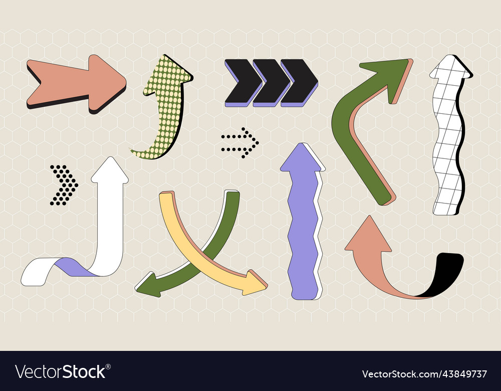 Dynamic arrow set vector image Dynamic arrow set