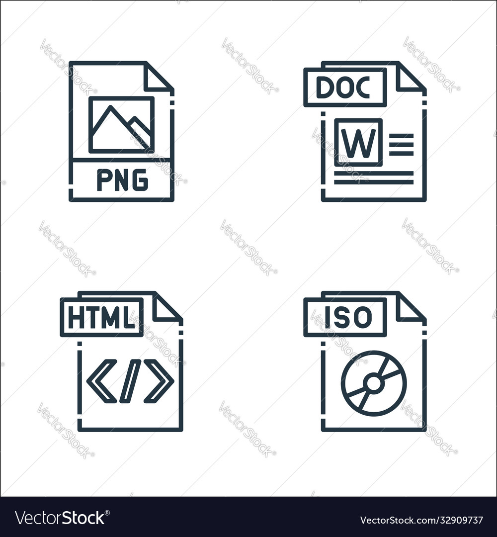 File type line icons linear set quality
