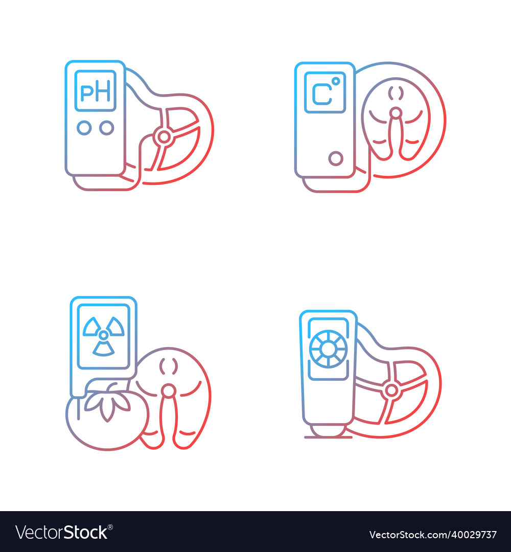 Food testing equipment gradient linear icons set