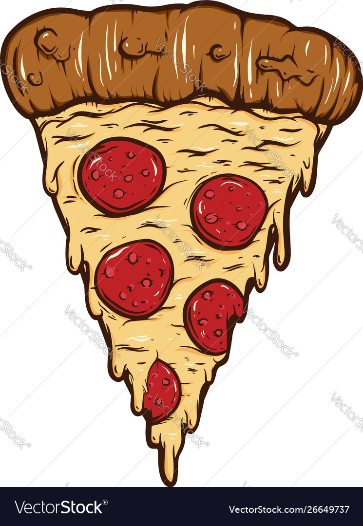 Hand drawn cut pizza isolated on white Royalty Free Vector