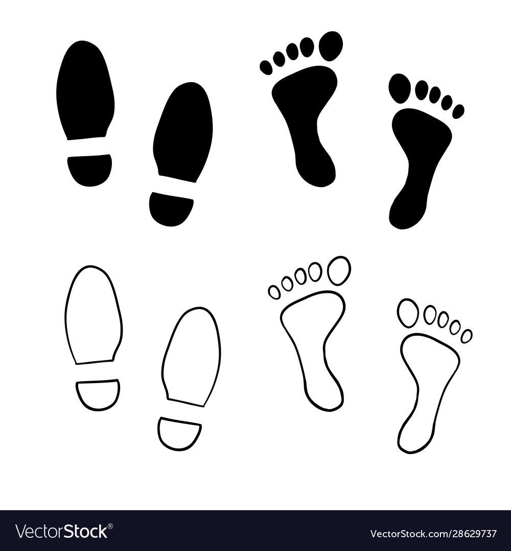 Hand Drawn Shoe Print Foot Print With Doodle Vector Image