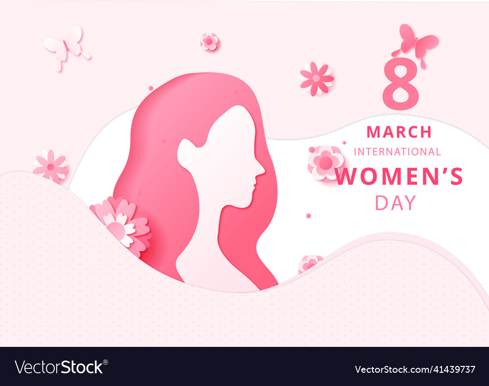 International women s day side view paper style Vector Image