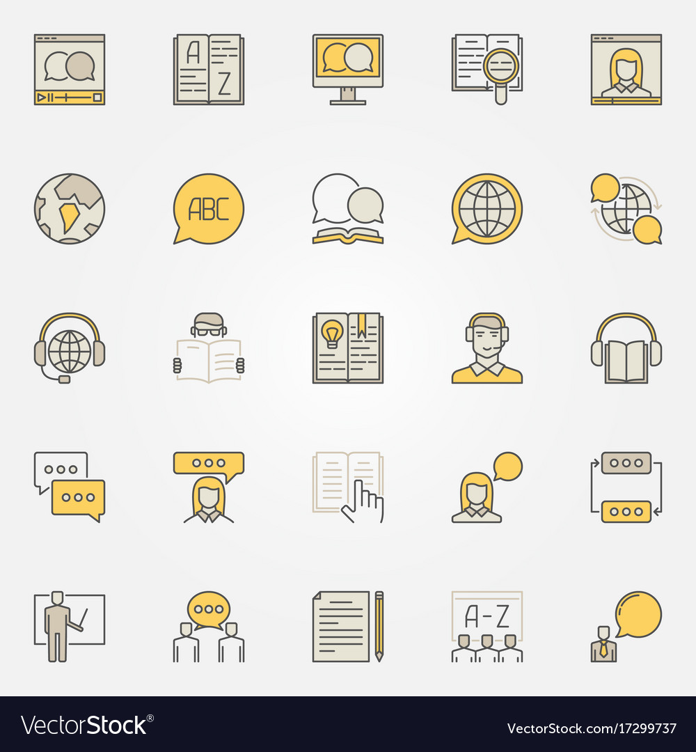 Learn language colorful icons