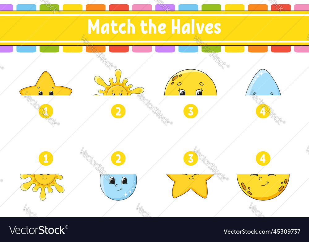 Match the halves education developing worksheet