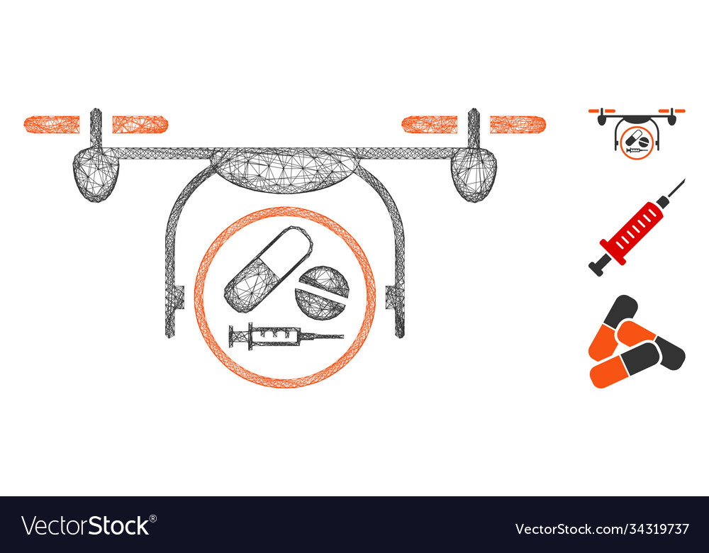 Medication quadcopter polygonal web mesh