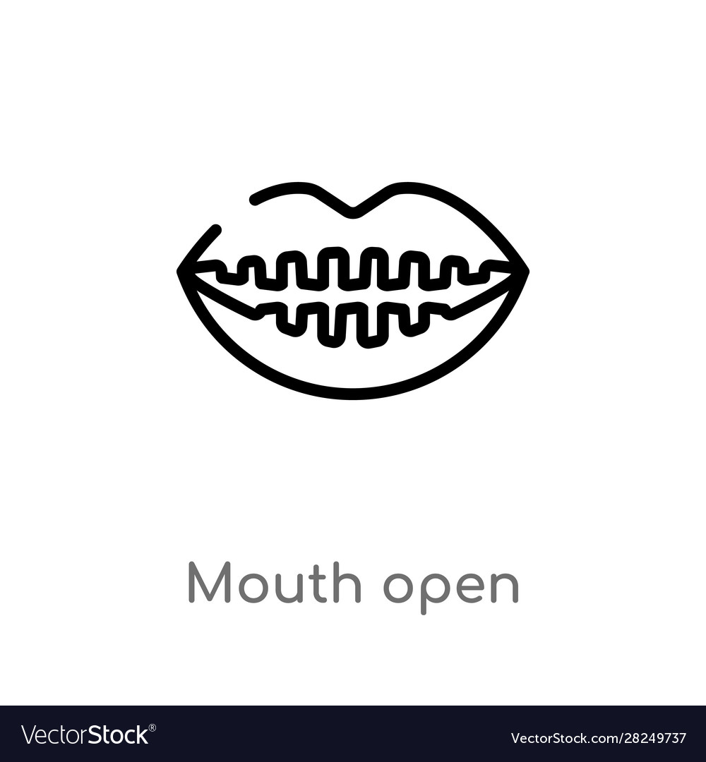 Outline mouth open icon isolated black simple